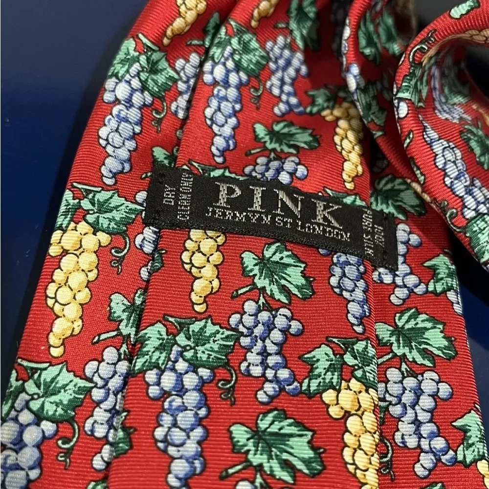Thomas Pink Wine Grapes Silk Tie Mens Necktie Jermyn St London Blue Red Green